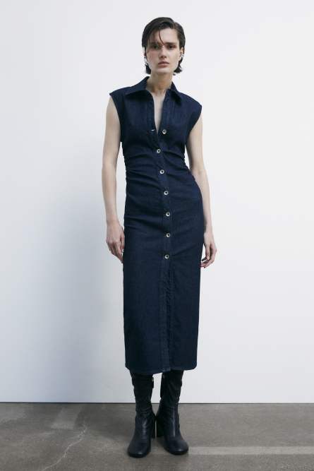 Sleeveless midi denim dress, Blue, Patrizia Pepe