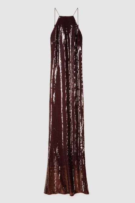 Abito lungo in tulle con paillettes, Rosso, Patrizia Pepe