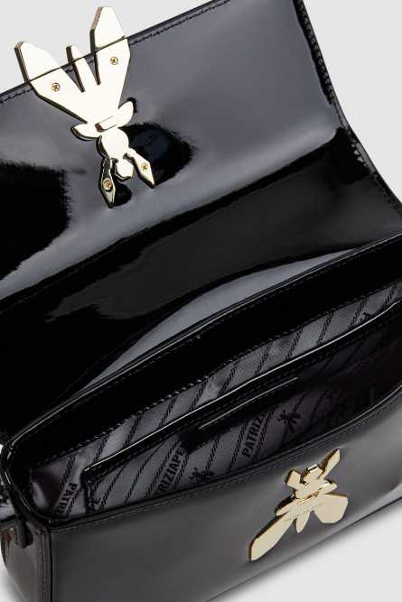Borsa a spalla &quot;ESSENTIAL&quot; Fly in pelle verniciata, Nero, Patrizia Pepe
