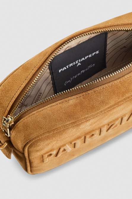 Camera Case (IM)PERFECTION in suede leather, Beige, Patrizia Pepe