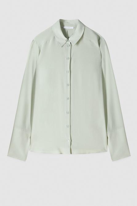 Camicia morbida in crepe di seta, Verde, Patrizia Pepe