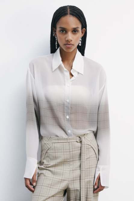 【oan】See-through Check Shirt 100% Cotton Checkered Shirts for Men, 18-230, Small : Amazon.ca