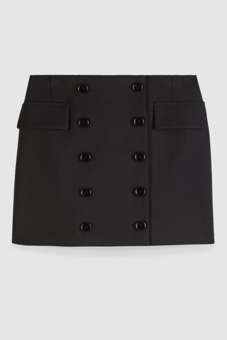 Mini wrap skirt with buttons | Black | Patrizia Pepe
