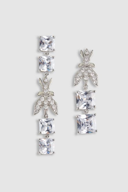 Asymmetric diamond cut earrings, Silver, Patrizia Pepe