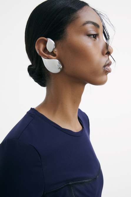 Earcuff con design scultoreo, Argento, Patrizia Pepe