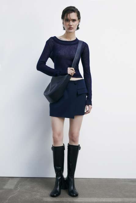 Ultra-fine wool sweater with boat neckline, Blue, Patrizia Pepe