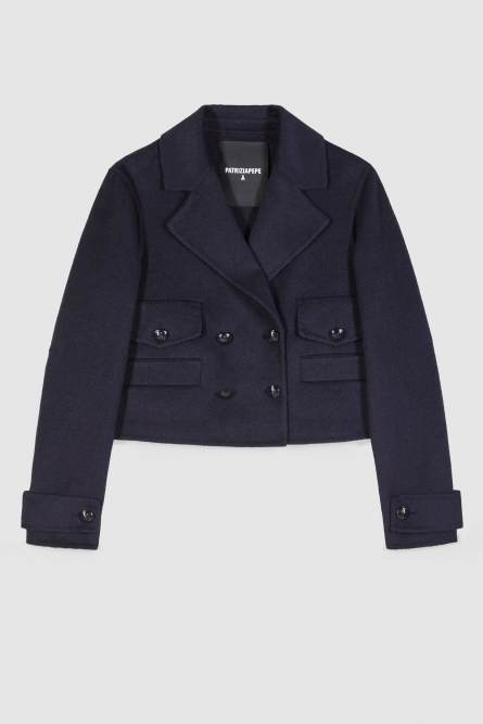 Short jacket in wool blend | Blue | Patrizia Pepe