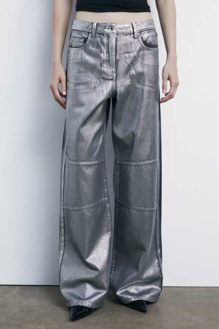 Metallic wide-leg jeans, Silver, Patrizia Pepe
