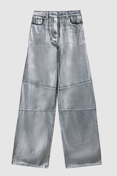 Metallic wide-leg jeans, Silver, Patrizia Pepe