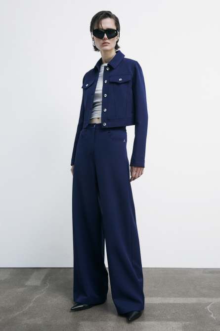Palazzo pants with denim effect, Blue, Patrizia Pepe