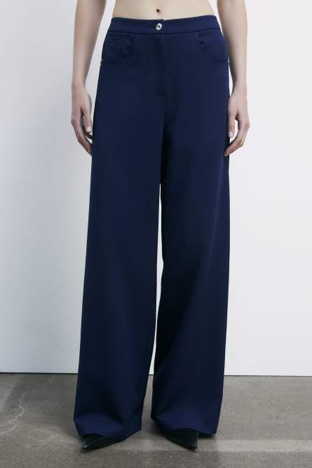 Palazzo pants with denim effect, Blue, Patrizia Pepe