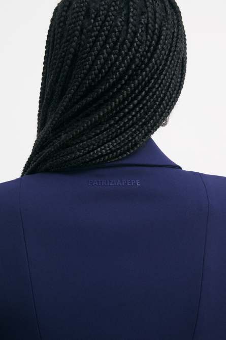 “ESSENTIAL” stretch blazer with zip details, Blue, Patrizia Pepe