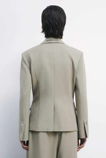 Asymmetric gabardine blazer, Beige, Patrizia Pepe