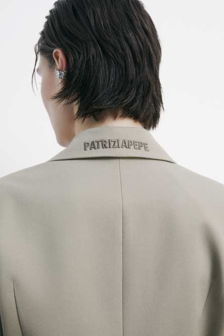 Asymmetric gabardine blazer, Beige, Patrizia Pepe
