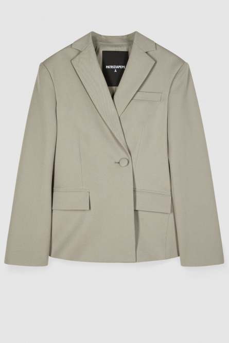 Asymmetric gabardine blazer, Beige, Patrizia Pepe