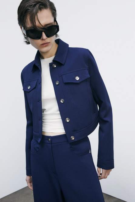 Denim effect short jacket | Light Blue | Patrizia Pepe