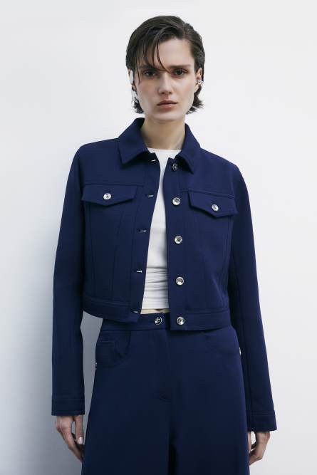 Denim effect short jacket | Light Blue | Patrizia Pepe