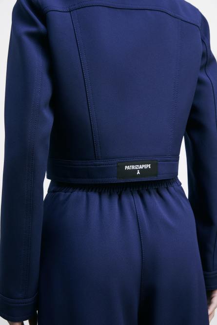 Denim effect short jacket, Blue, Patrizia Pepe