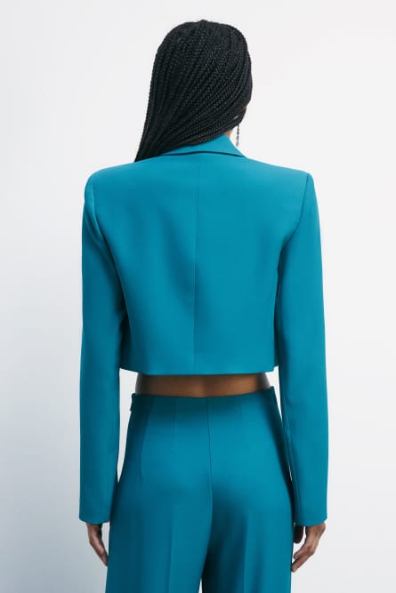 Cropped blazer with Fly button, Green, Patrizia Pepe