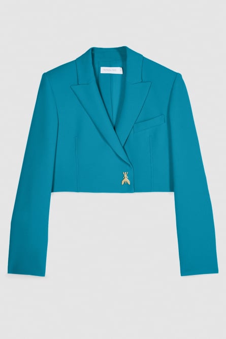 Cropped blazer with Fly button, Green, Patrizia Pepe