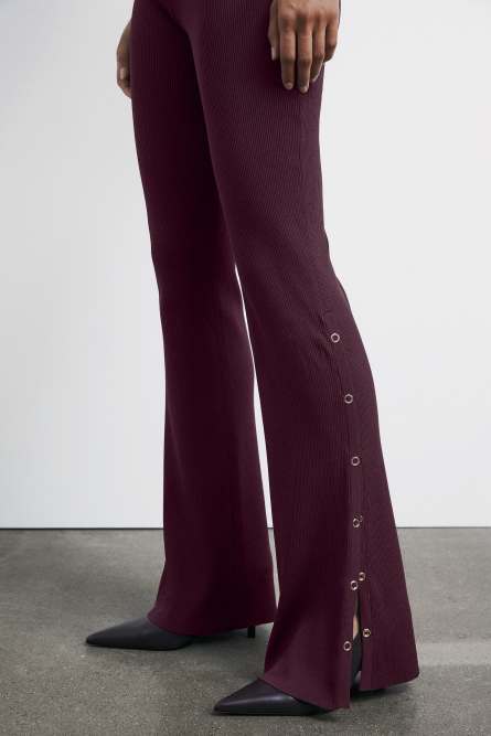 Slim knit jumpsuit with deep neckline, Bordeaux, Patrizia Pepe