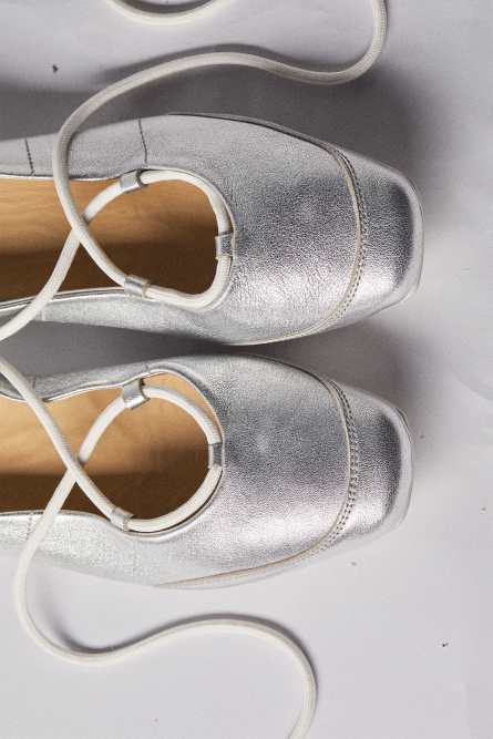 Dancing SKIN laminated flats, Silver, Patrizia Pepe