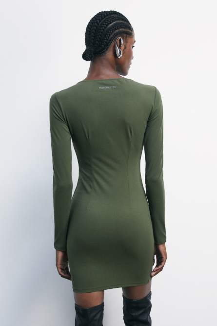 Mini bodycon dress with cut-out, Green, Patrizia Pepe