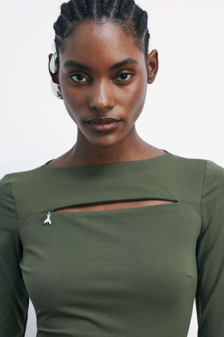 Mini bodycon dress with cut-out, Green, Patrizia Pepe