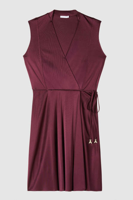 Mini wrap dress in shiny jersey, Bordeaux, Patrizia Pepe