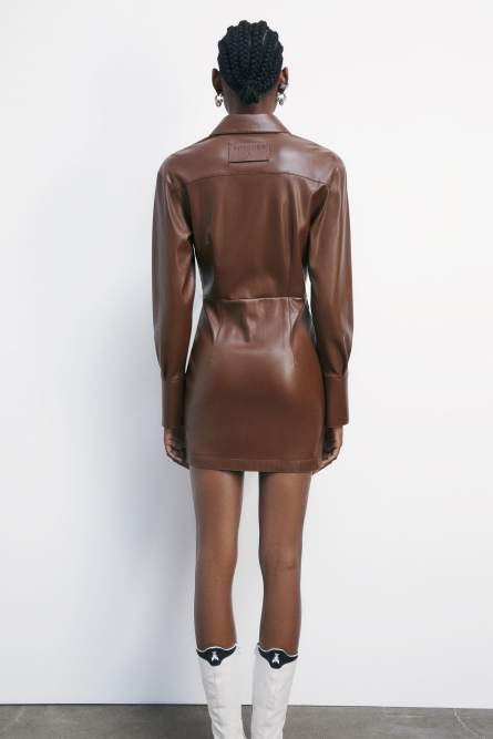 Mini shirt dress with wrap skirt, Brown, Patrizia Pepe