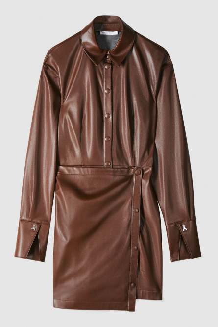 Mini shirt dress with wrap skirt, Brown, Patrizia Pepe