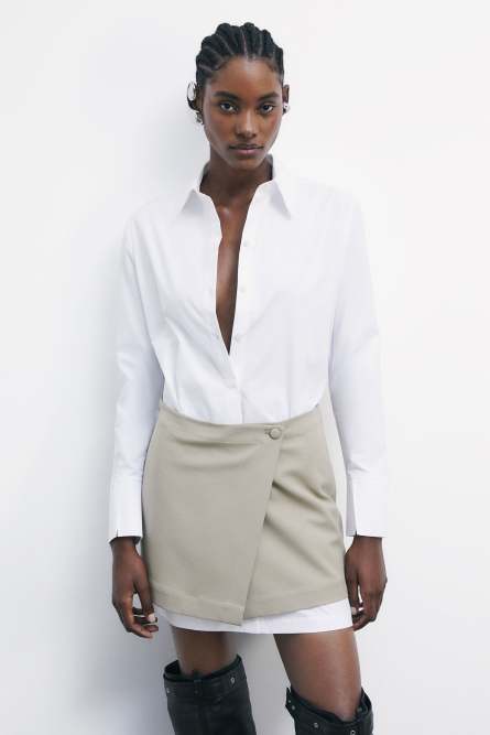 Mini shirt dress with contrasting skirt, White, Patrizia Pepe