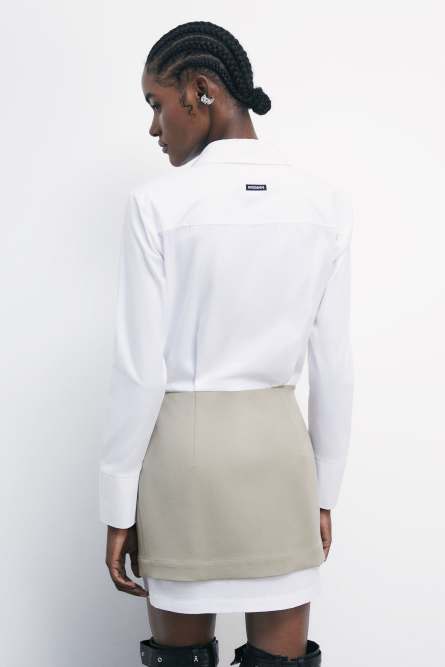 Mini shirt dress with contrasting skirt, White, Patrizia Pepe