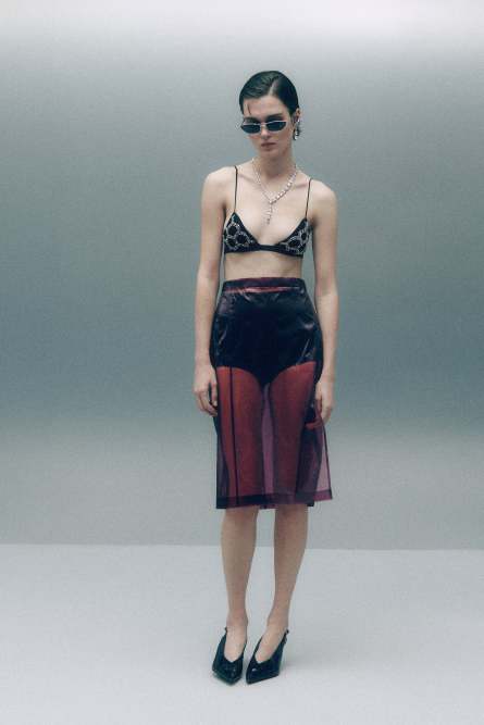 Юбка-карандаш из органзы, бордовый, Patrizia Pepe