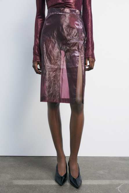 Sheer midi skirt in organza | Purple | Patrizia Pepe