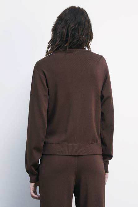 High-neck knit sweatshirt, Brown, Patrizia Pepe