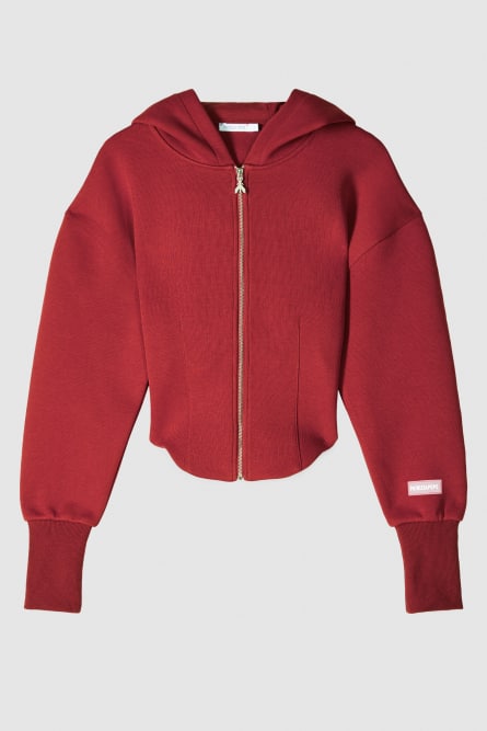 Cropped Bustier-Hoodie aus technischem Stoff, Rot, Patrizia Pepe