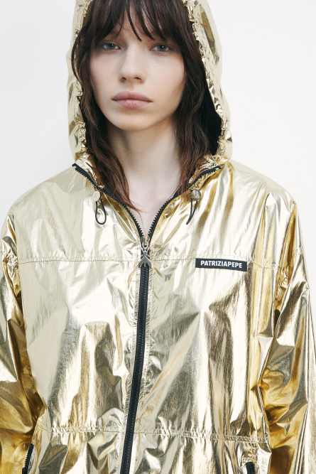 Light laminated windbreaker, Gold, Patrizia Pepe