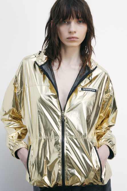 Light laminated windbreaker, Gold, Patrizia Pepe