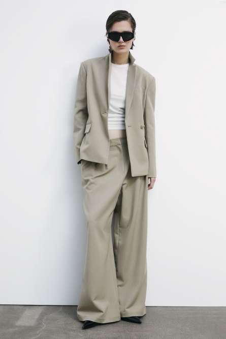 Oversized gabardine pants, Beige, Patrizia Pepe
