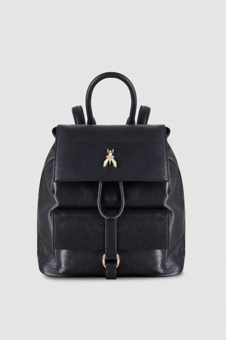 Smooth Leather backpack, Black, Patrizia Pepe
