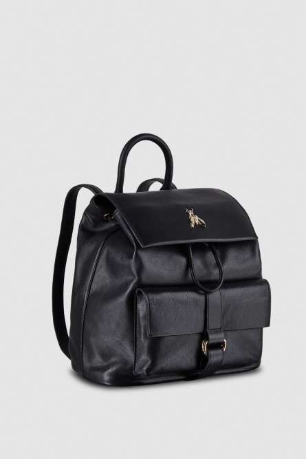 Smooth Leather backpack, Black, Patrizia Pepe