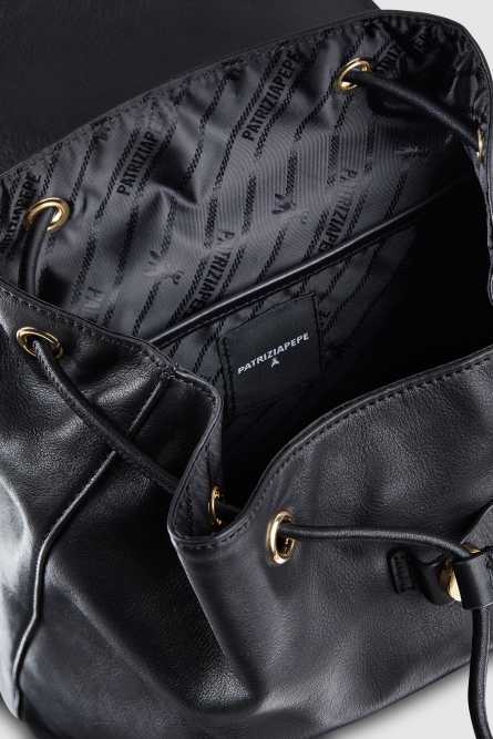 Smooth Leather backpack, Black, Patrizia Pepe