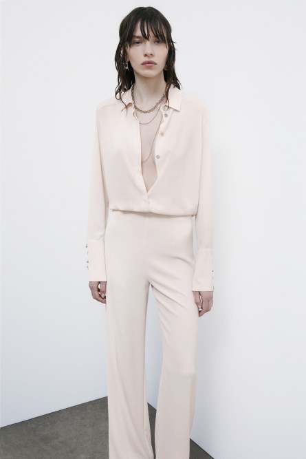 Camicia &quot;ESSENTIAL&quot; con polso alto, Beige, Patrizia Pepe