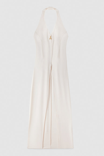 Top lungo con chiusura frontale e scollo halter, Beige, Patrizia Pepe