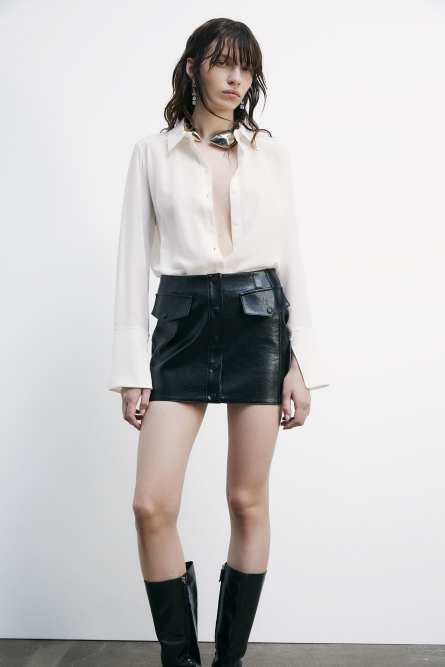 Glam rock mini skirt with buttons, Black, Patrizia Pepe