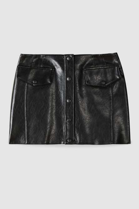 Glam rock mini skirt with buttons, Black, Patrizia Pepe
