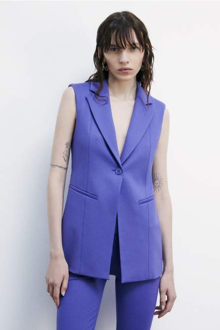 Sleeveless stretch blazer, Purple, Patrizia Pepe