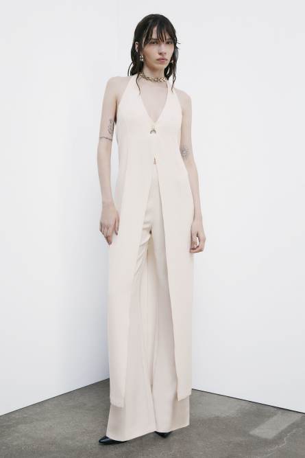 High-waisted palazzo pants, Beige, Patrizia Pepe