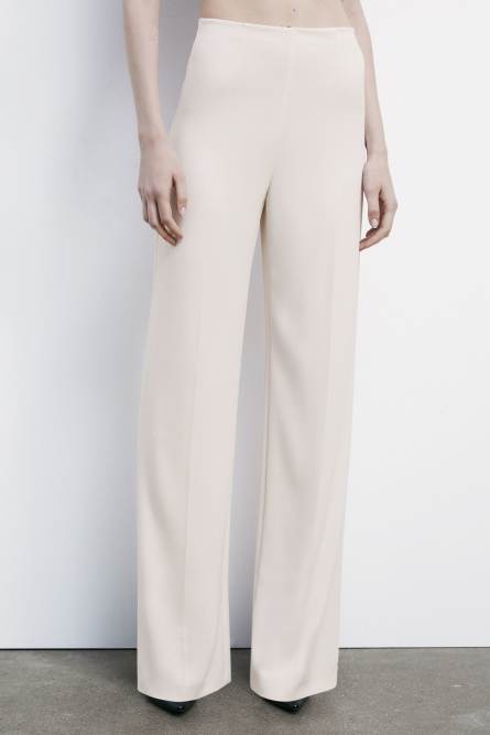 High-waisted palazzo pants, Beige, Patrizia Pepe